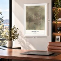 Seminole, Texas map, 18 x 24 inch print in a white frame in a home office