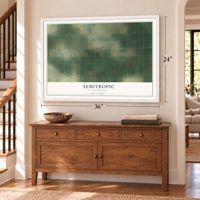 Semitropic, California map, 24 x 36 inch print in a white frame above a dresser by a staircase