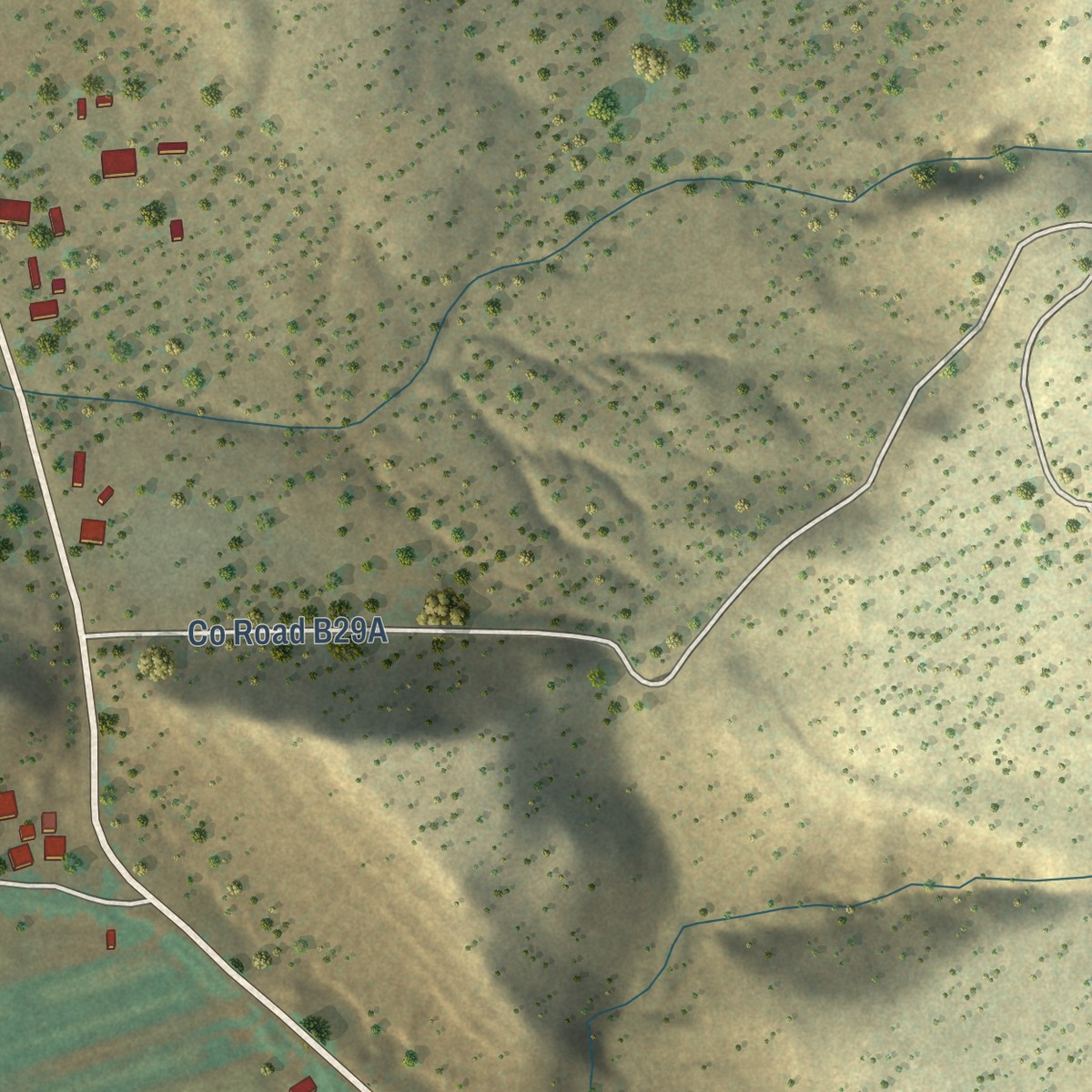 Second close-up of the map of Sena, New Mexico print showing more streets and buildings