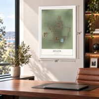 Senath, Missouri map, 18 x 24 inch print in a white frame in a home office