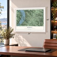 Seneca, Crawford County, Wisconsin map, 18 x 24 inch print in a white frame in a home office