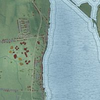 Second close-up of the map of Seneca Falls, New York print showing more streets and buildings