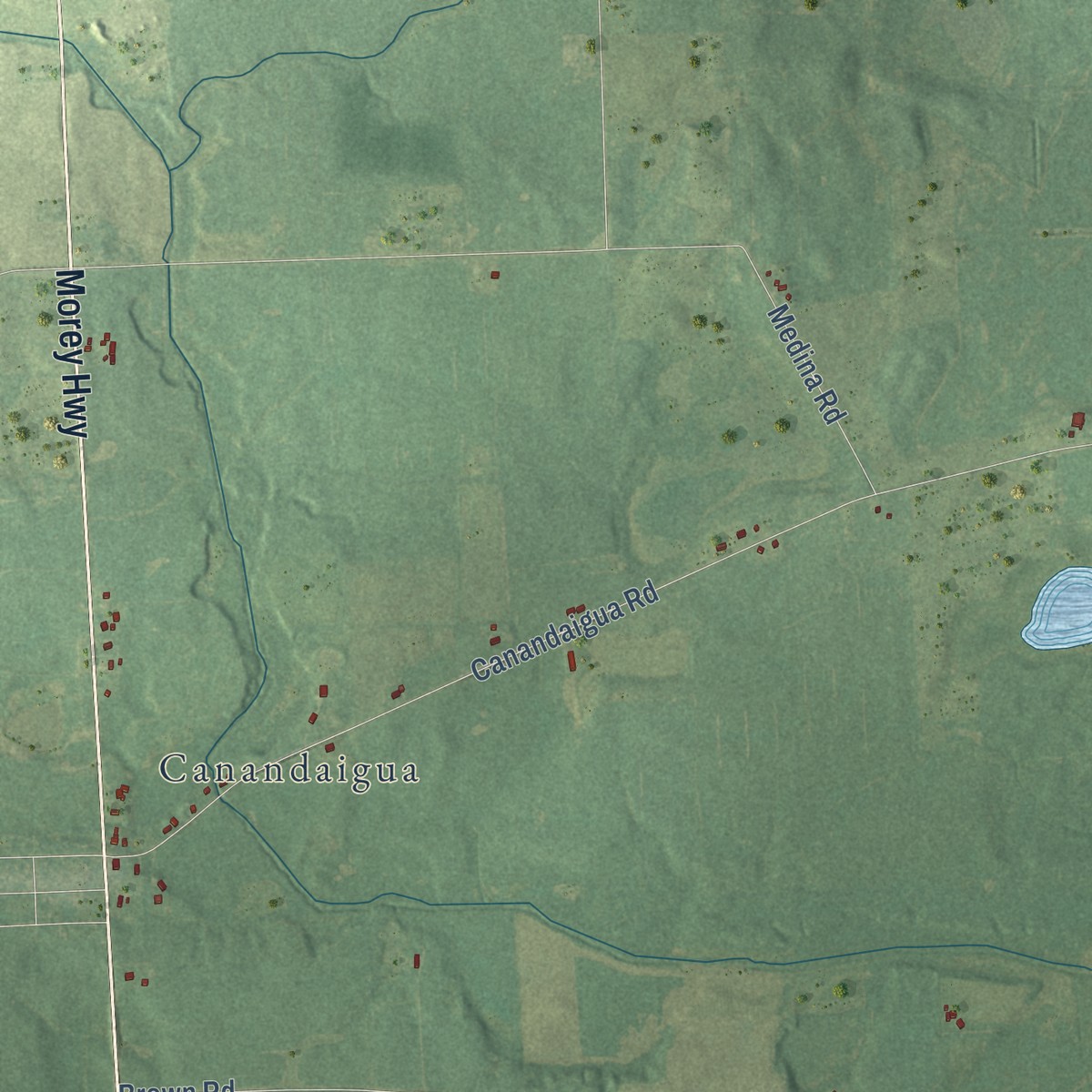 Second close-up of the map of Seneca, Michigan print showing more streets and buildings