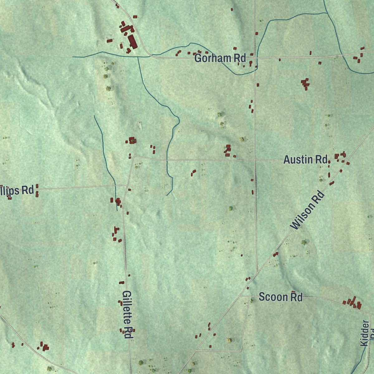 Second close-up of the map of Seneca, New York print showing more streets and buildings