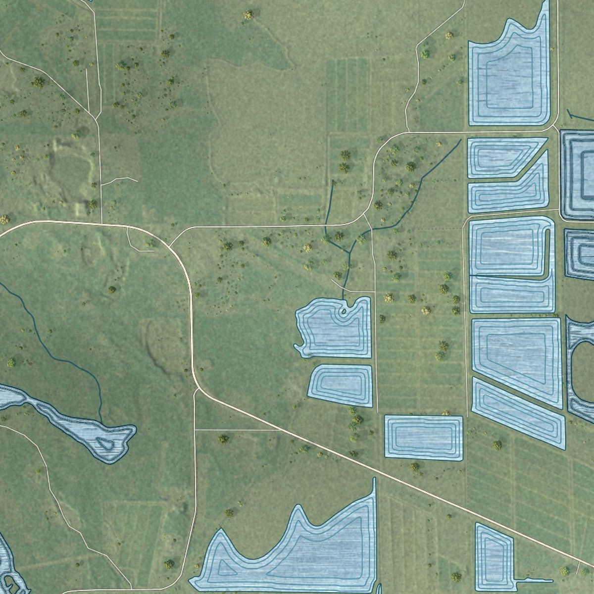 Second close-up of the map of Seneca, Wood County, Wisconsin print showing more streets and buildings