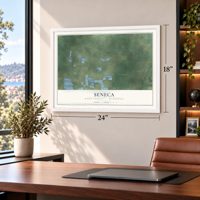 Seneca, Wood County, Wisconsin map, 18 x 24 inch print in a white frame in a home office