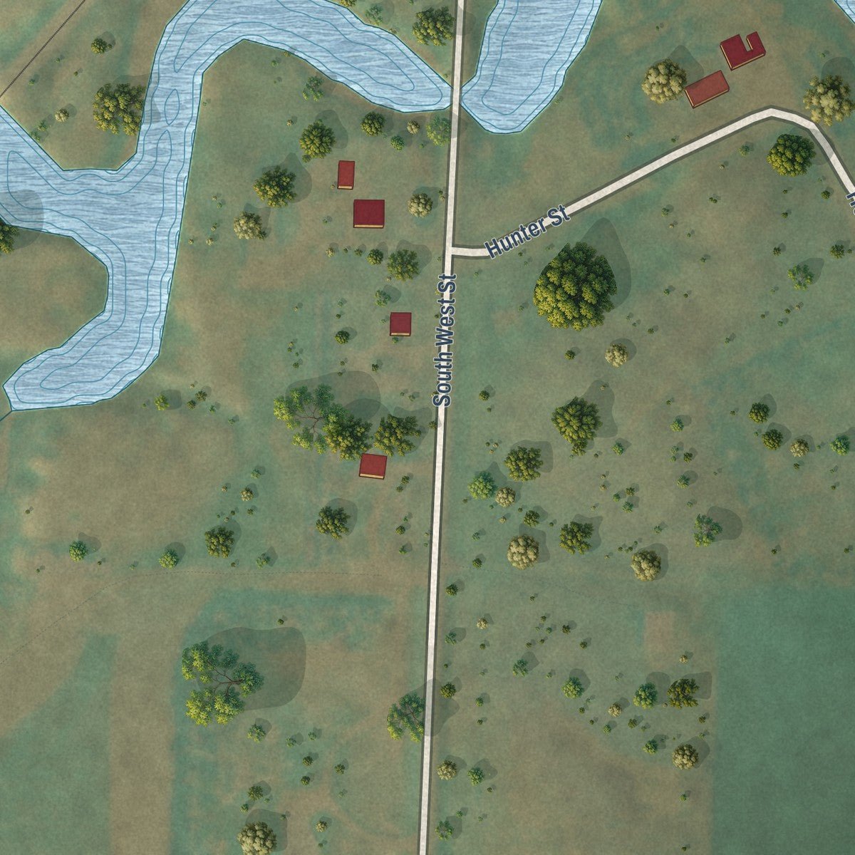 Second close-up of the map of Sentinel Butte, North Dakota print showing more streets and buildings