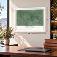 Sequoyah, Oklahoma map, 18 x 24 inch print in a white frame in a home office