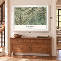 Sergeant, Pennsylvania map, 24 x 36 inch print in a white frame above a dresser by a staircase