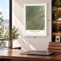 Seton Village, New Mexico map, 18 x 24 inch print in a white frame in a home office