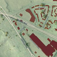 Second close-up of the map of Seven Corners, Virginia print showing more streets and buildings