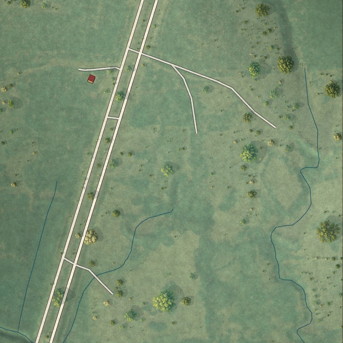 Second close-up of the map of Seven Oaks, Texas print showing more streets and buildings