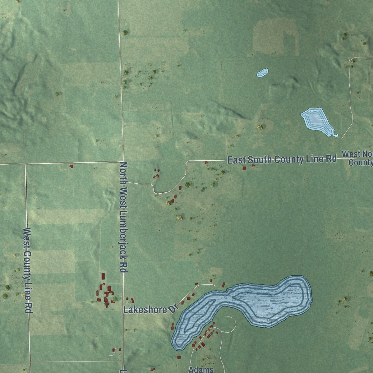 Second close-up of the map of Seville, Michigan print showing more streets and buildings