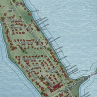 Second close-up of the map of Sewall's Point, Florida print showing more streets and buildings