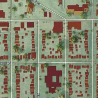 Second close-up of the map of Seward, Minnesota print showing more streets and buildings