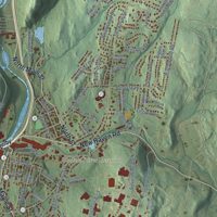 Second close-up of the map of Seymour, Connecticut print showing more streets and buildings