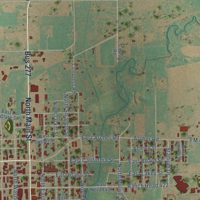 Second close-up of the map of Seymour, Texas print showing more streets and buildings