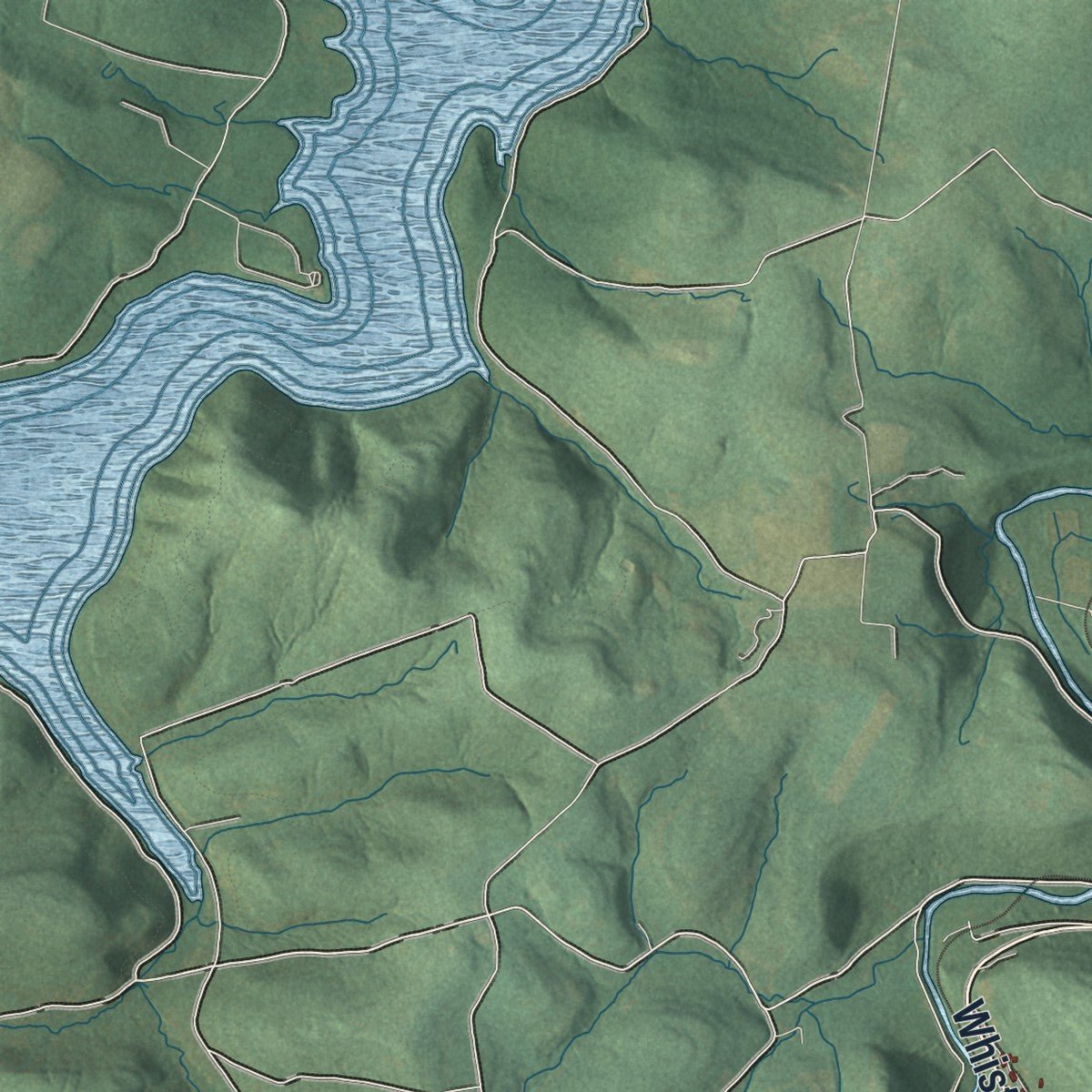 Second close-up of the map of Shade, Pennsylvania print showing more streets and buildings
