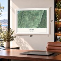 Shade, Pennsylvania map, 18 x 24 inch print in a white frame in a home office