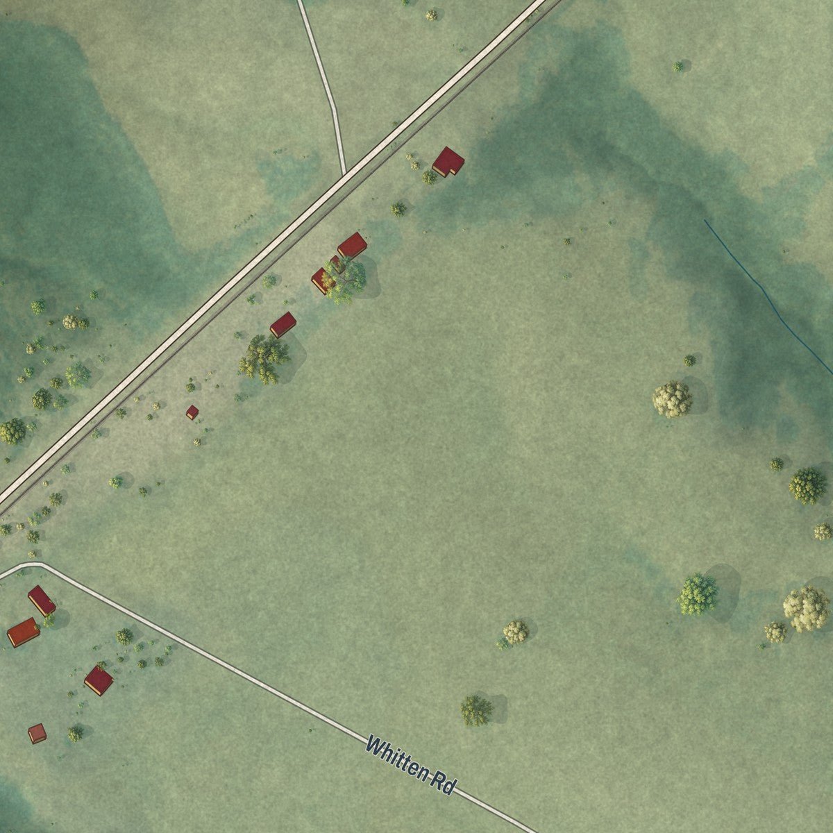 Second close-up of the map of Shady Dale, Georgia print showing more streets and buildings