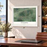Shaftsburg, Michigan map, 18 x 24 inch print in a white frame in a home office