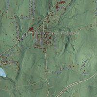 Second close-up of the map of Shaftsbury, Vermont print showing more streets and buildings