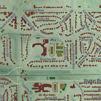 Second close-up of the map of Shaker Heights, Ohio print showing more streets and buildings