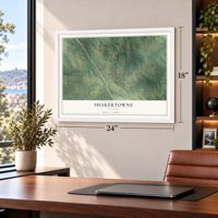Shakertowne, Missouri map, 18 x 24 inch print in a white frame in a home office