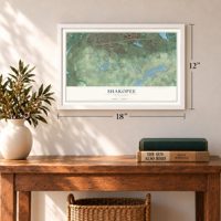 Shakopee, Minnesota map, 12 x 18 inch print in a white frame in an entryway