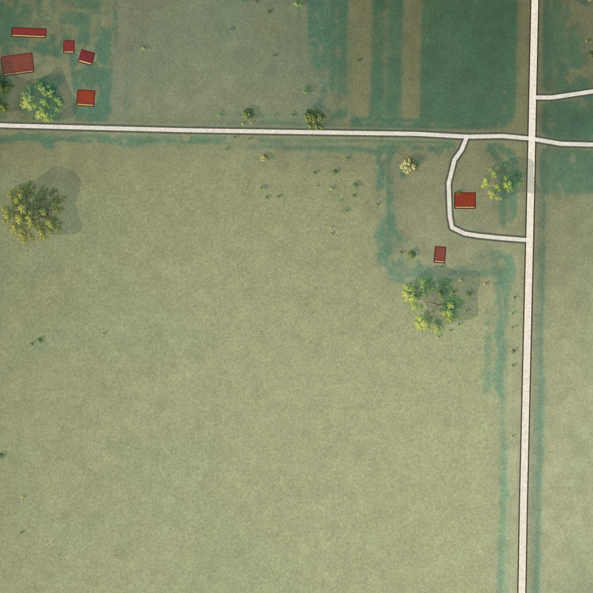 Second close-up of the map of Shallow Water, Kansas print showing more streets and buildings