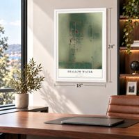 Shallow Water, Kansas map, 18 x 24 inch print in a white frame in a home office