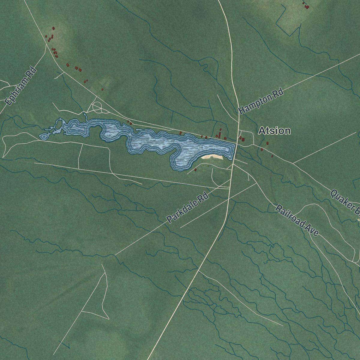 Second close-up of the map of Shamong, New Jersey print showing more streets and buildings
