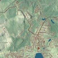 Close-up of the map of Sharon, Massachusetts print showing terrain and local geography