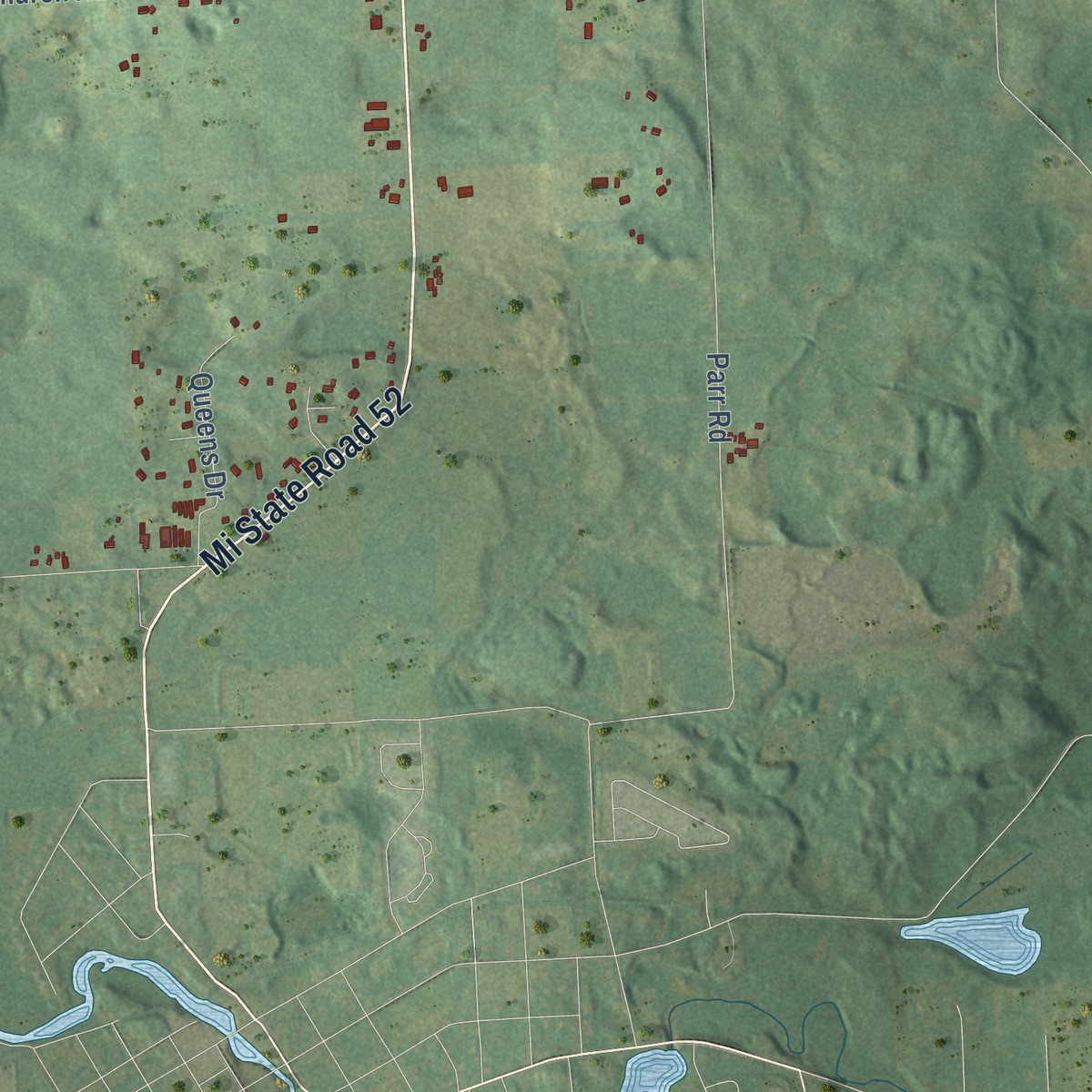 Second close-up of the map of Sharon, Michigan print showing more streets and buildings
