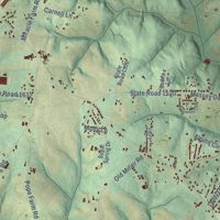 Second close-up of the map of Sharon, North Carolina print showing more streets and buildings