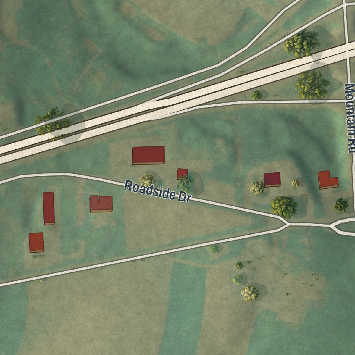 Second close-up of the map of Shartlesville, Pennsylvania print showing more streets and buildings