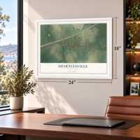 Shartlesville, Pennsylvania map, 18 x 24 inch print in a white frame in a home office
