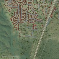 Second close-up of the map of Shasta Lake, California print showing more streets and buildings