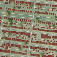 Second close-up of the map of Shaw, Missouri print showing more streets and buildings