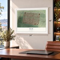 Shaw, Missouri map, 18 x 24 inch print in a white frame in a home office