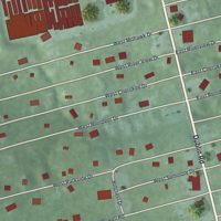 Second close-up of the map of Shawnee Hills, Ohio print showing more streets and buildings