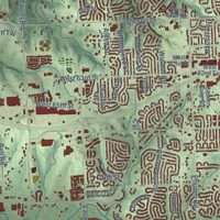 Second close-up of the map of Shawnee, Kansas print showing more streets and buildings