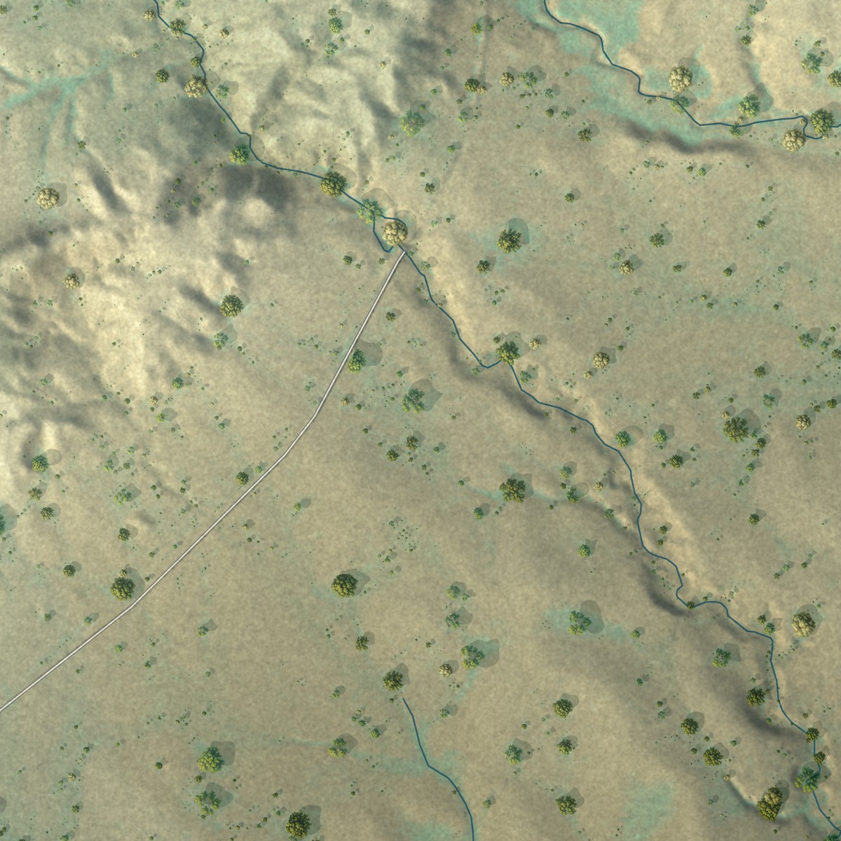 Second close-up of the map of Shawnee, Wyoming print showing more streets and buildings