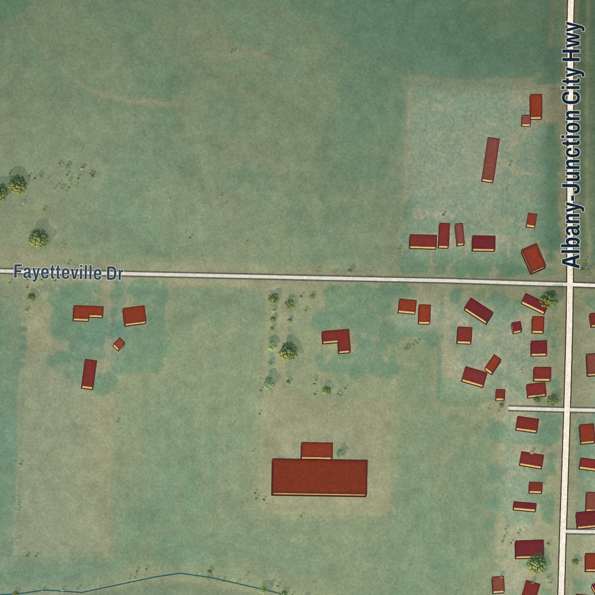 Second close-up of the map of Shedd, Oregon print showing more streets and buildings