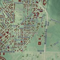 Second close-up of the map of Sheffield, Alabama print showing more streets and buildings