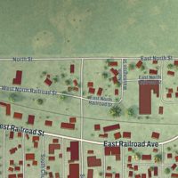 Second close-up of the map of Sheffield, Illinois print showing more streets and buildings