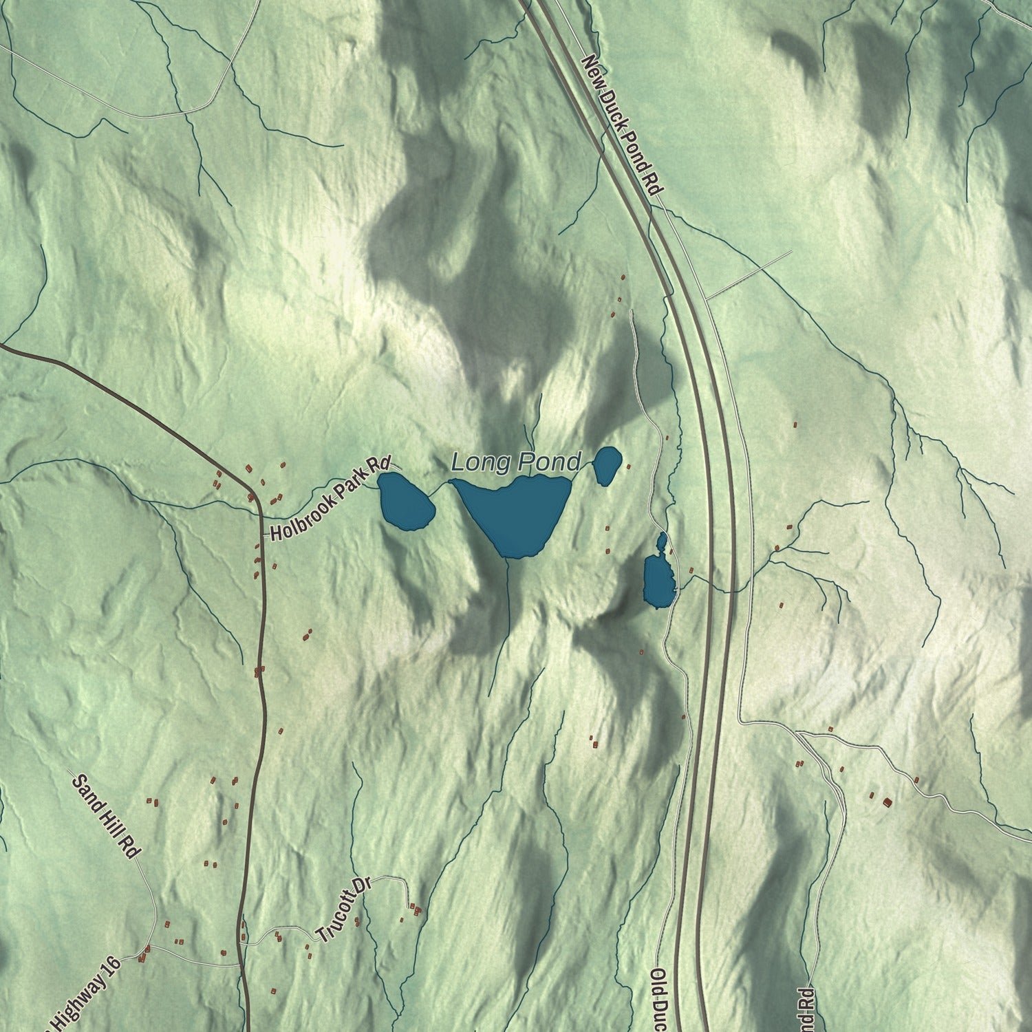 Close-up of the map of Sheffield, Vermont print showing terrain and local geography