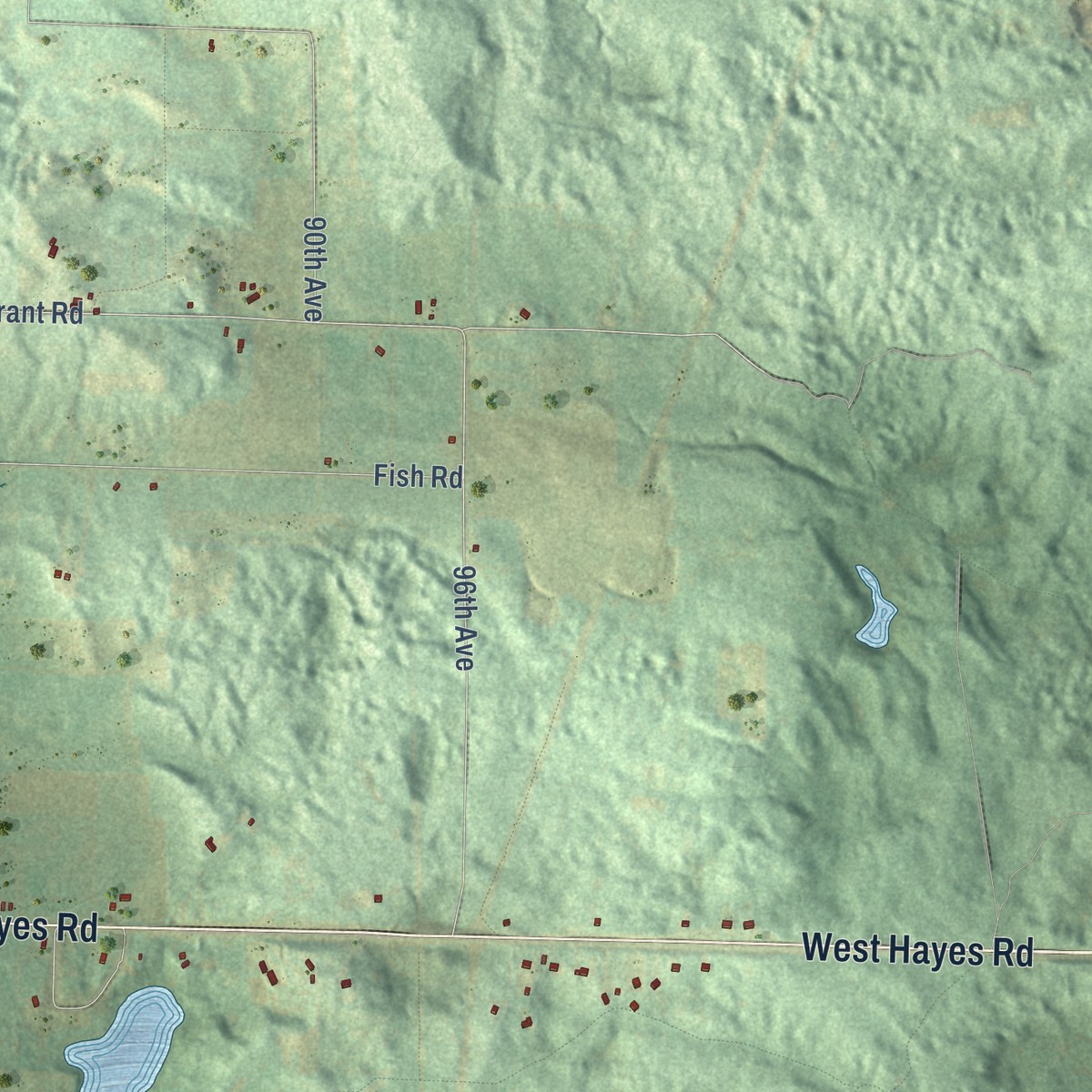 Second close-up of the map of Shelby, Oceana County, Michigan print showing more streets and buildings