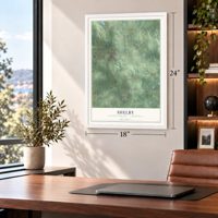 Shelby, Oceana County, Michigan map, 18 x 24 inch print in a white frame in a home office