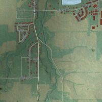Second close-up of the map of Shelby, Ohio print showing more streets and buildings